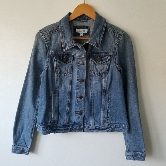Loft Denim Blue Button Longsleeve Jacket Cotton Size Small - Picture 1 of 10